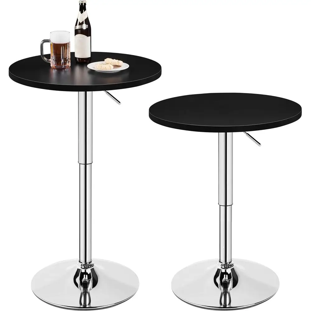 

Round Bar Table Adjustable Bistro Pub Counter Swivel Cafe Tables Set of 2
