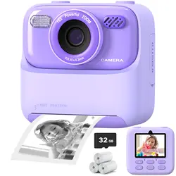 Kids Digital Camera 1080P Vedio Thermal Instant Print Camera With 32G For Girls Boys Age 3-12 Best Christmas Birthday Gifts
