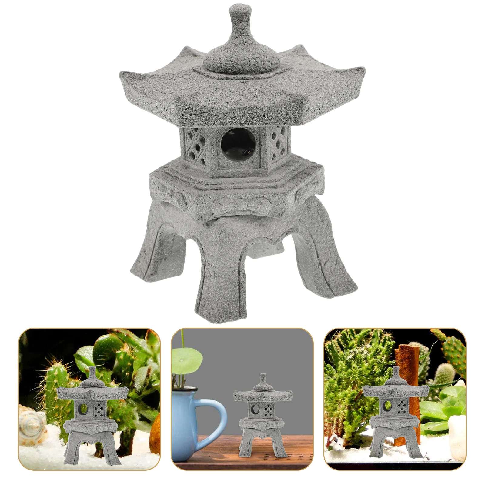 

1 set 1 Set Mini Garden Pagoda Ornament Lightweight Pavilion Statue For Outdoor Bonsai Landscape Micro Pavilion Japanese Garden