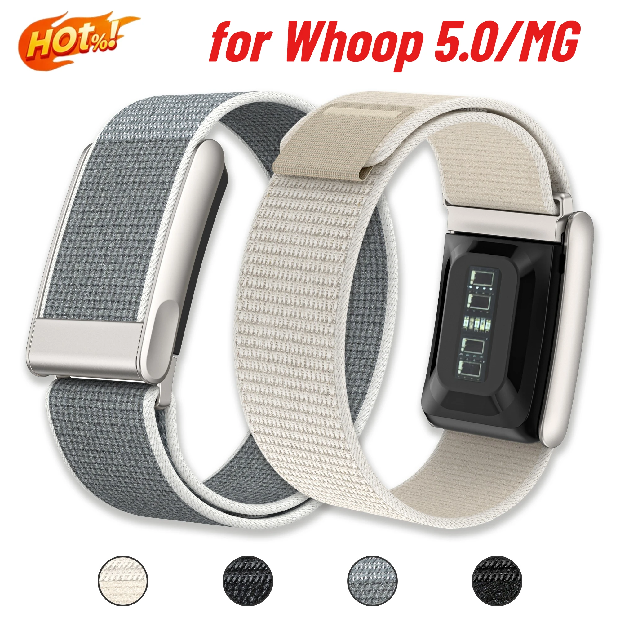 Fitness Tracker Sports Replacement Adjustable Wristband Bracelet for Whoop 5.0/MG Nylon Strap+ Frame Nylon Band for Whoop 5.0/MG