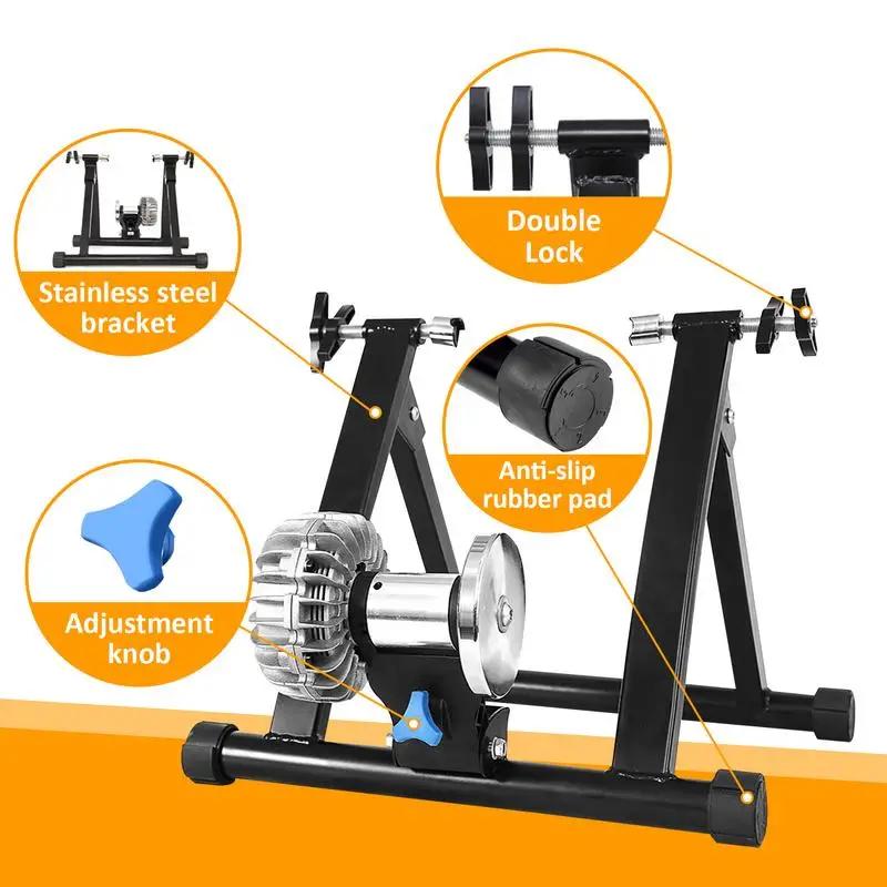 Bikes Trainer Stand Indoor Foldable Stationary Cycle Stands Stationary Exercise Safe With Noise Reduction Wheel