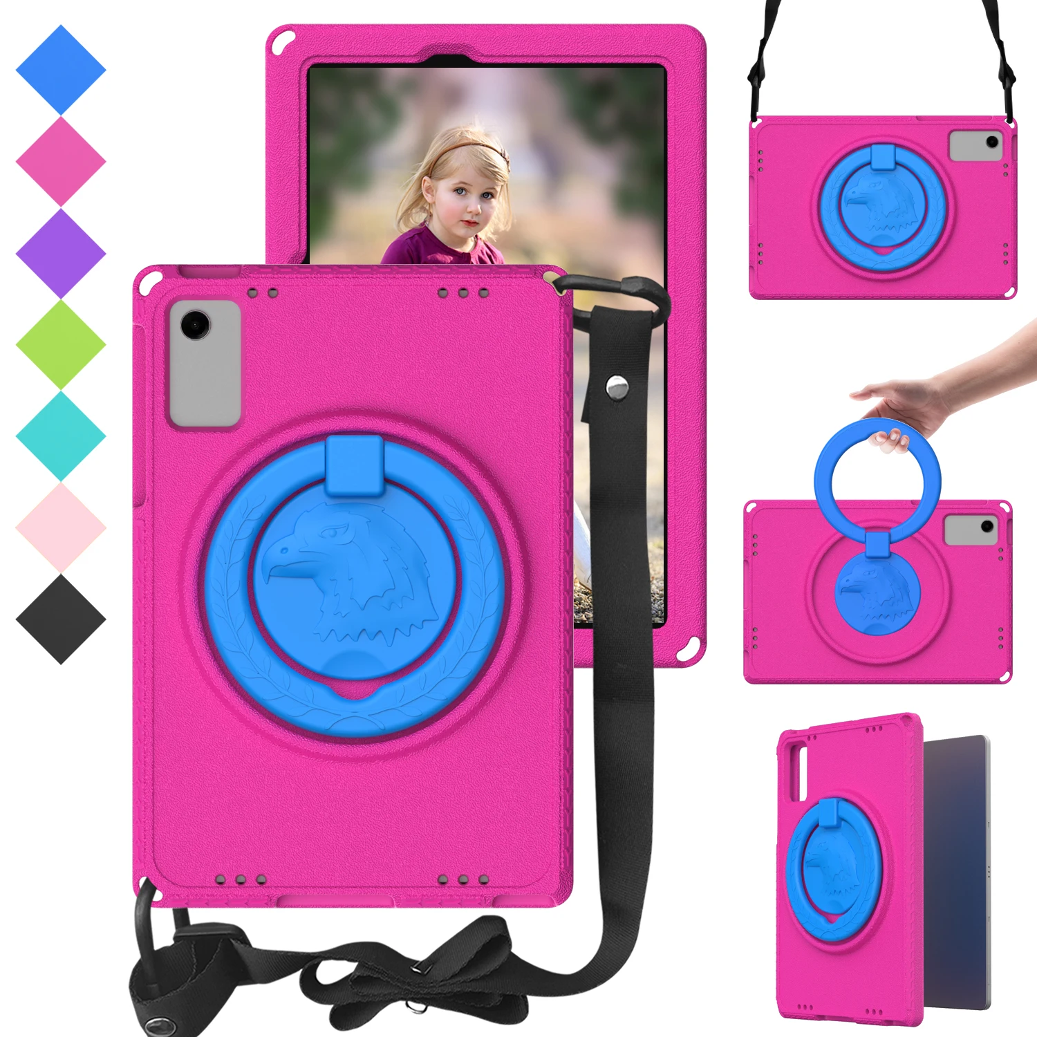 

Чехол EVA для Huawei Honor Pad X9a X9 X8 Pro 11.5" X8a 11" V7 V6 10.4" MatePad SE 10.4 с вращающейся подставкой и плечевым ремнем