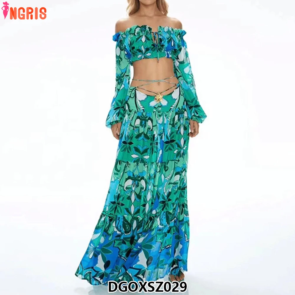 

Printed Long Sleeve Swimsuit and Cover Up Sexy Swimsuit Women Pink Leaves Swimsuit Surfing Swimsuit-DGOXSZ029