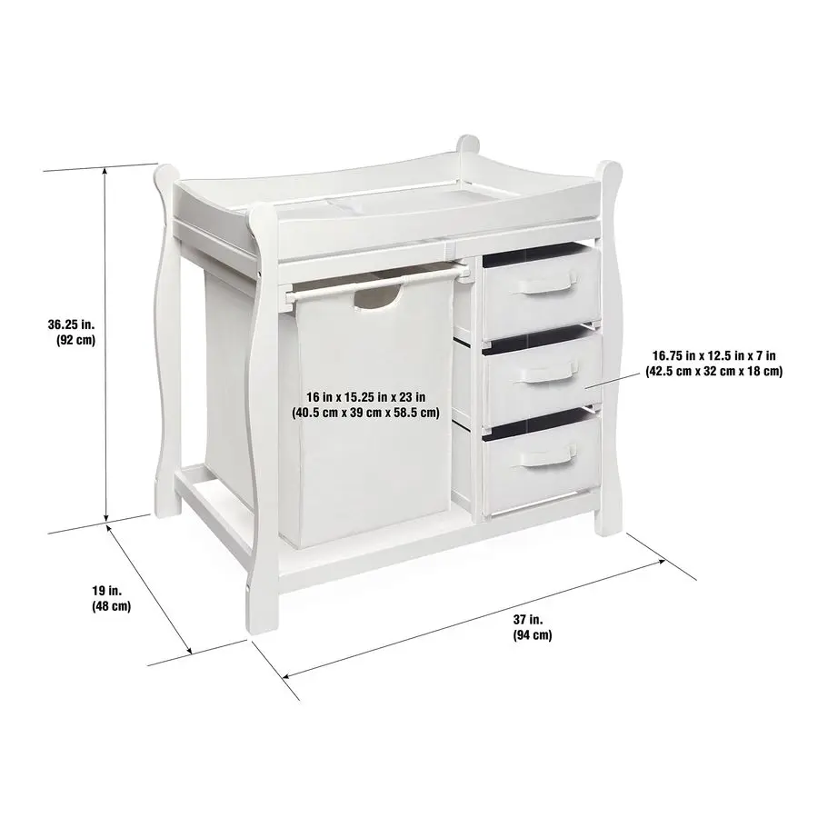 سلة SleighStyle محطة تغيير حفاضات طاولة تغيير الحفاضات مع 3 سلال تخزين منظم الحضانة مع سلة، تغيير Pa #2