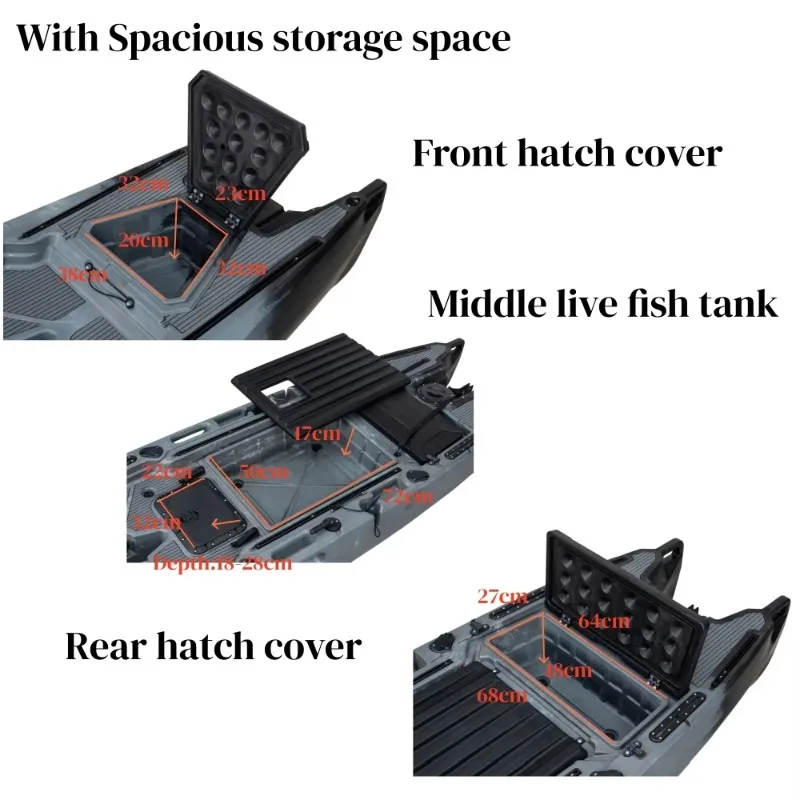 New HDPE  Sit-On-Top Fishing Kayak 1-2 Person Propeller Pedal Drive Electric Motor Heavy-Duty Plastic Vessel Ocean