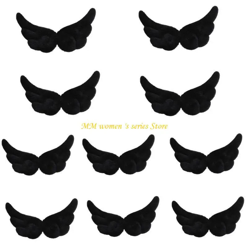 

Q39C 10Pairs Cartoon Black Angel Wing Hair Decoration Quality Alloy Hairpieces