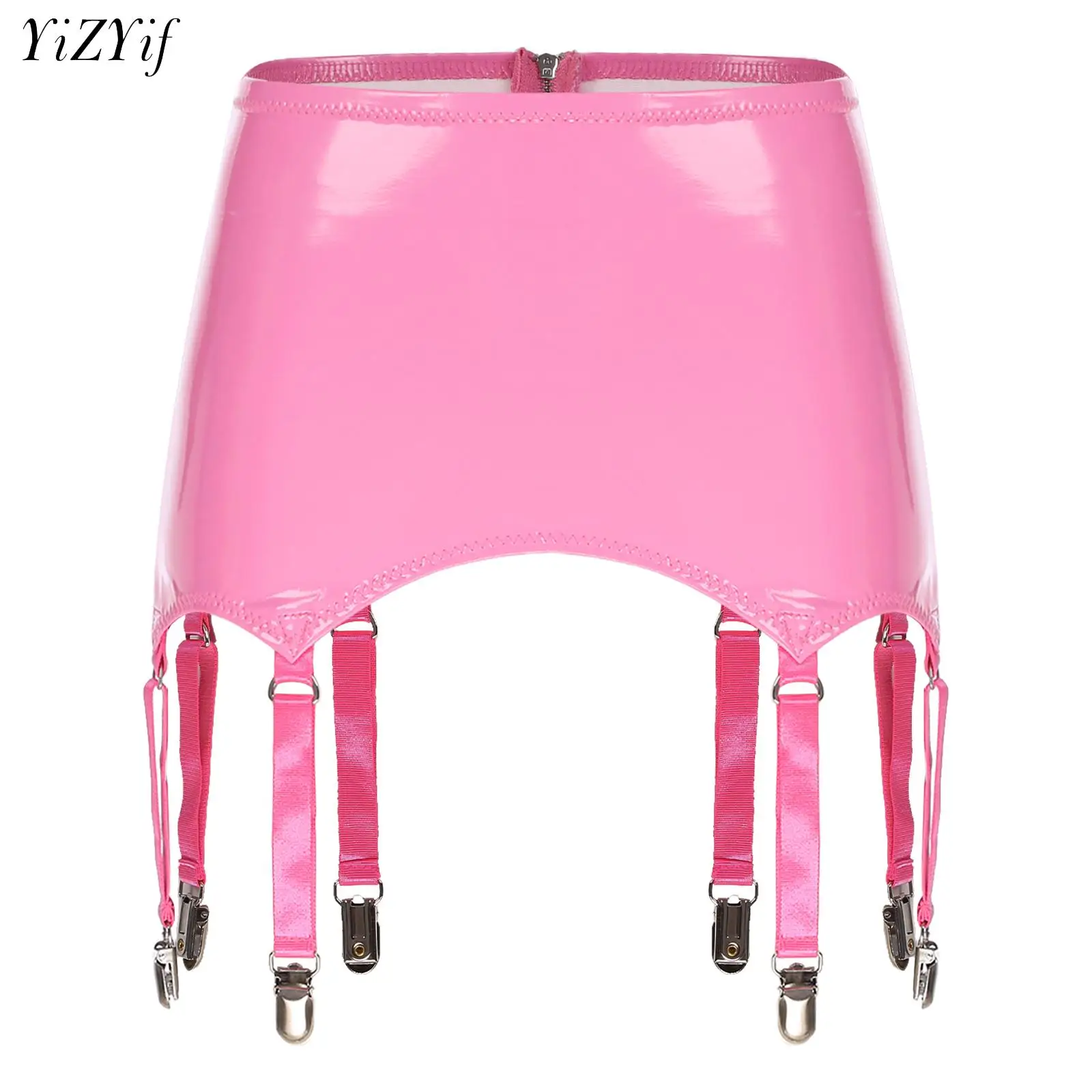 

Womens Patent Leather Garters with Metal Clips Lingerie Nightwear Rave Club Stage Performance Costume Intimates Accessories