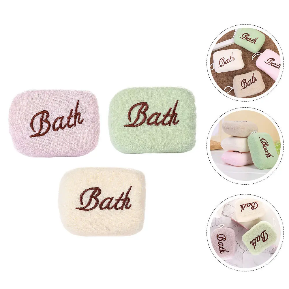 

3pcs Bath Sponges Shower Sponge Practical Bathing Tool Gentle Absorption Quick Dry Anti-Drop Rope
