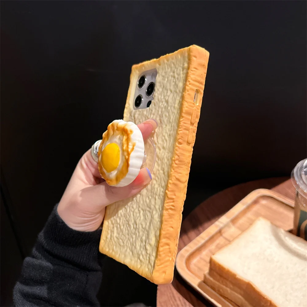 Toast Bread Breakfast iPhone Case Suitable for 15 14 13 12 11 Pro Max 7 8plus XS Max X XR 13 Mini Stand Protective Back Cover