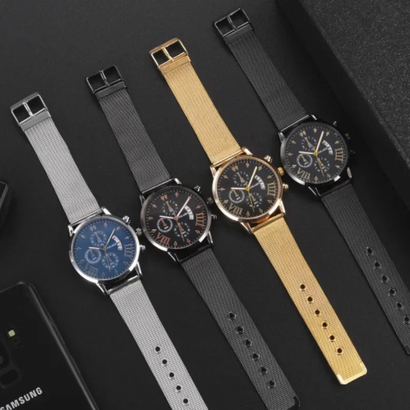 Funky Top Brand New Design New Product Ready Stock Multi-Color Multifunction Men Quartz Watches with Mesh Steel Band