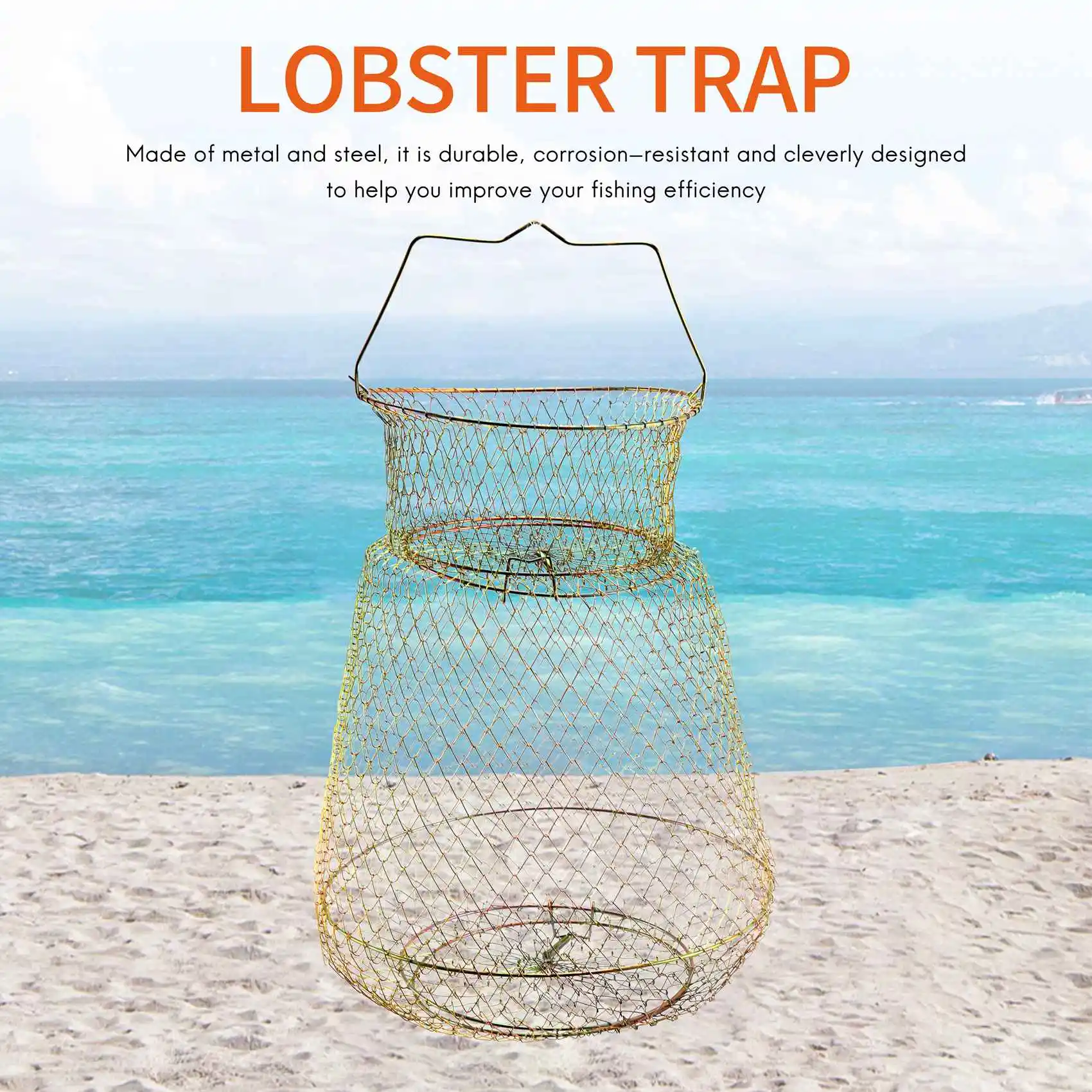 

XFDZ-Foldable Portable Steel Wire Fishing Pot Trap Net Crab Crawdad Cage Fish Basket