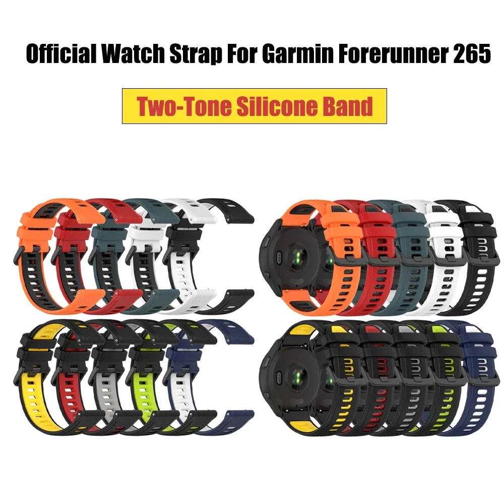 Official Watch Band For Garmin Forerunner 265 Silicone Two-Tone Strap For Garmin Venu 3 2 / Vivoactive 5 4 3 22mm 20mm Watchband