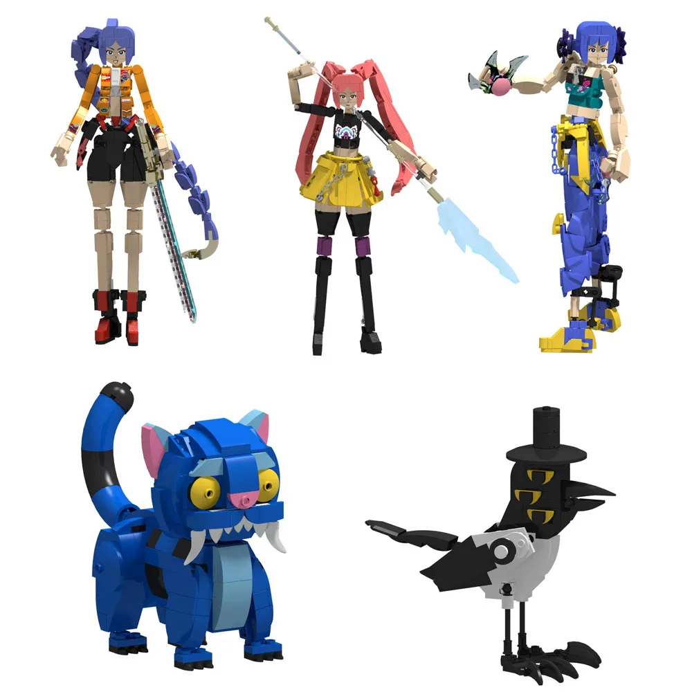 

5pcs Anime KPOP Demon Hunters Miniature Building blocks, Mira Zoey Rumi Witch Hunter Group Series Building Toy Collection Model