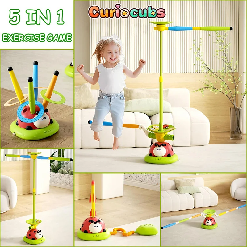 

5-in-1 Skipping Rope Machine Ferrule Game Sport Training Launcher Toy Indoor Outdoor Educational Entertainment Fitness Equipment
