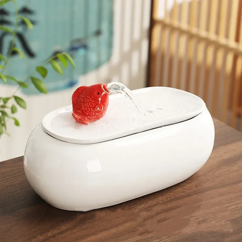 Pet Water Fountain Drinker for Cats Ceramic Desktop Waterfall Cat Fountain Pottery Dog Water Fountain Dog Bowl Cat Accessories