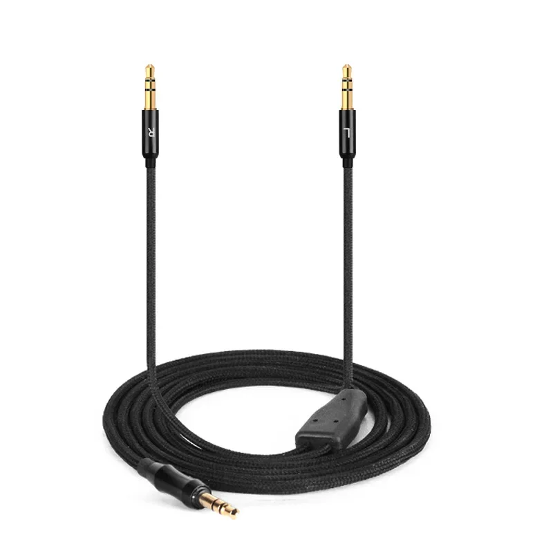 Cuffia Sostituito Cavo da 3.5mm A Doppio 3.5 millimetri Nero microfono regolazione del volume del trasduttore auricolare audio cable1.5M