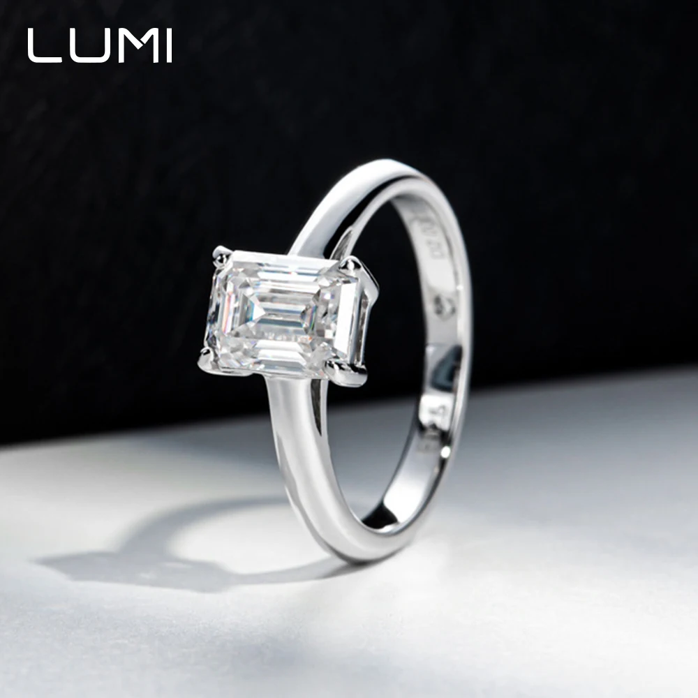 

Big Hit 2cctw Emerald Cut Moissanite S925 Silver Ring for Party Anniversary Birthday Present Engagement Jewelry Lab Diamond