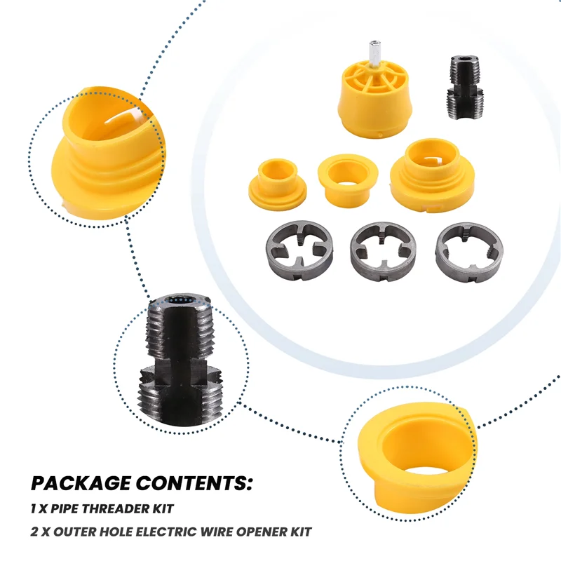 AA63 HOT PVC Thread Maker Tool Pipe Threader Plumbing Tool Kit Pipe Threader Set 1/2In 3/4In 1In Dies Plastic Pipe Tap Die Set