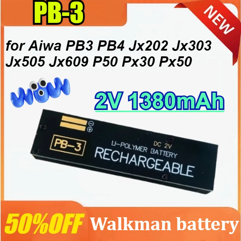 

2V 1380mAh PB-3 PB-4 Rechargeable Battery for Aiwa PB3 PB4 Jx202 Jx303 Jx505 Jx609 P50 Px30 Px50 Portable Audio Player Battery