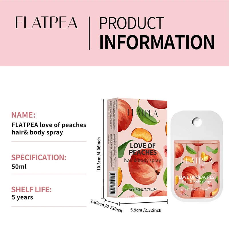 Fragola Pesca Carta Profumo tascabile Aroma fruttato Spray per il corpo Vaniglia Fragranza alla frutta Aggiorna a lunga durata Incontri Feromone 50ml