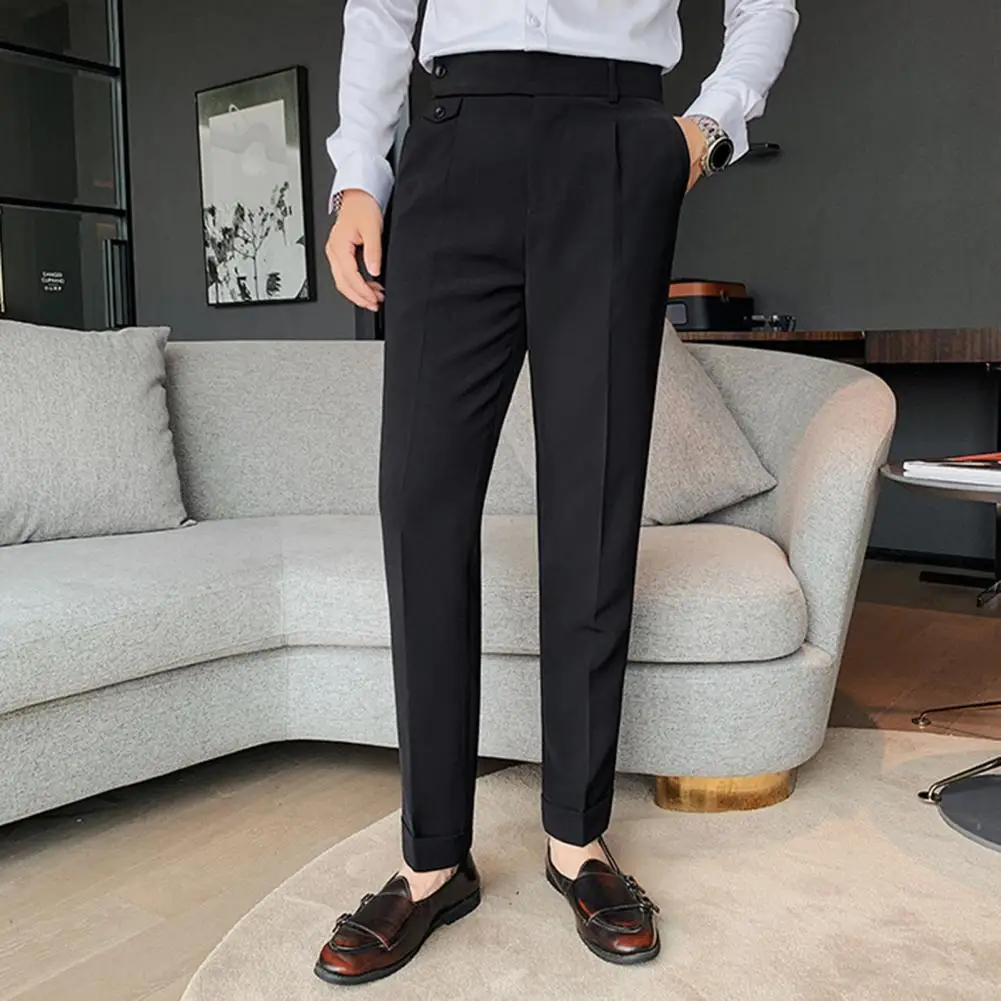 Bottoms  Trendy Slim Fit Zipper Fly Dress Trousers Formal Men Pants Draping   for Jogging