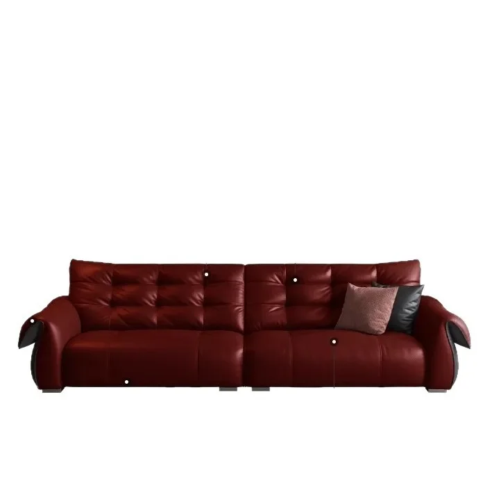 

Leather art, sofa, genuine leather, modern, European style, light luxury, large sitting depth, living room, multi-person, firs