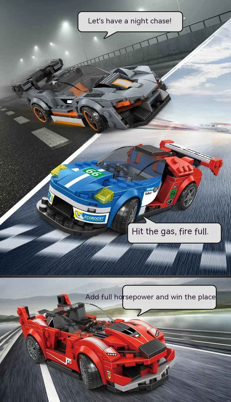 Racewagen Serie Bouwsteen Snelheid Sportvoertuig Technisch Model Assemblage MOC Bricks Speelgoed voor Verjaardag Kerstcadeaus Kinderen
