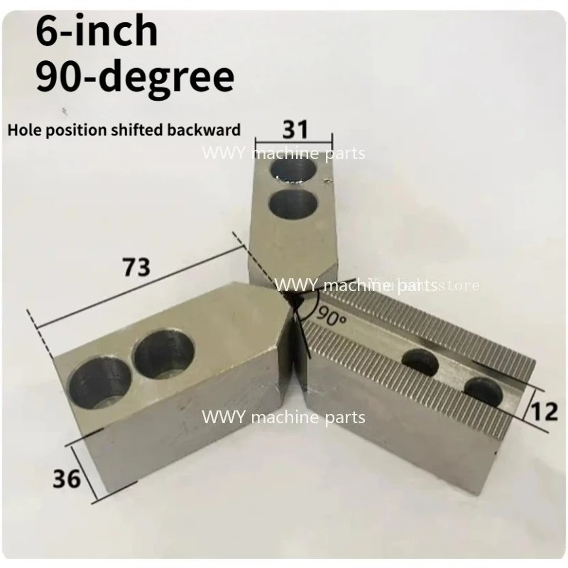 3Pcs 6 Inch Lathe Soft Jaws 60 Degree Pointed Type, Steel Chuck Jaw Replacement Set for CNC Lathe Chuck