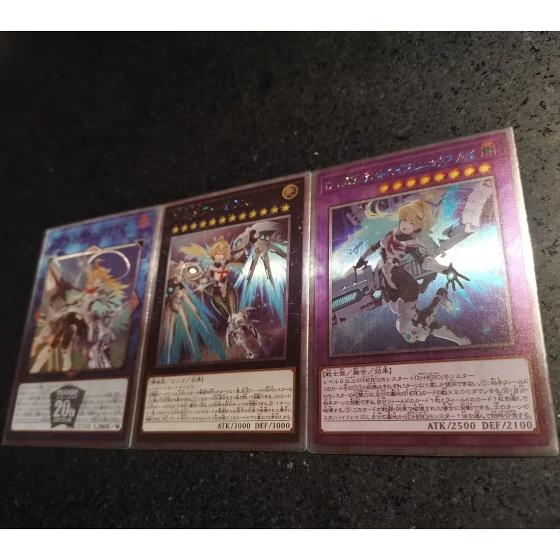 3Pcs/Set Yu Gi Oh Cards Lolamia Accesscode Talker AA-ZEUS Anime Game Characters ACG Collection Color Brushed Flash Cards DIY Toy