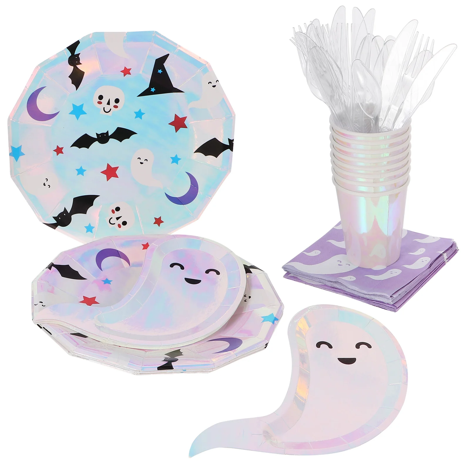 Halloween Disposable Tableware Party Supplies Plates Plastic Fork Cutting Tool Baby