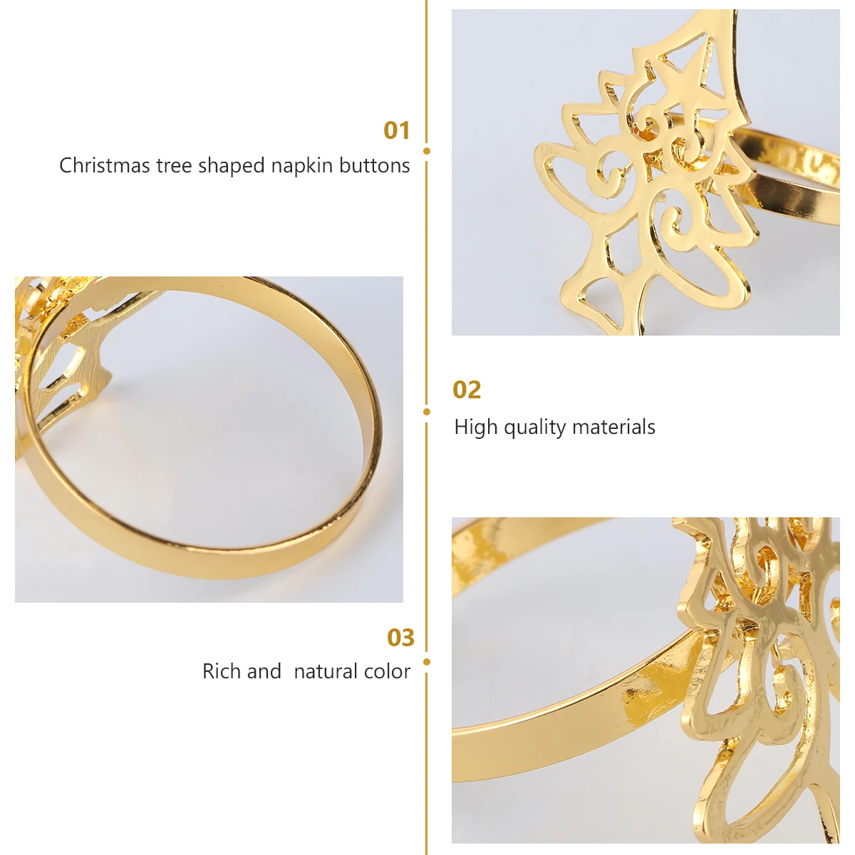 

4Pcs Holiday Christmas Tree Napkin Buckles Alloy Decorative Holders for Dinner Table Party Decoration Napkin Ring