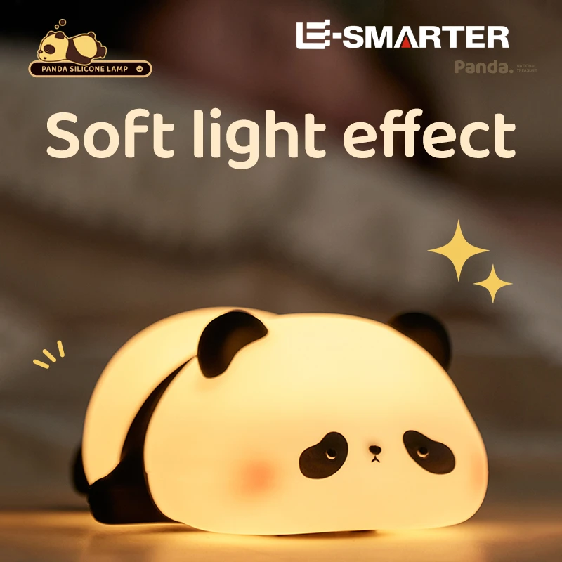 Cute Night Light Panda Lovely Christmas Holiday Birthday Gift Soft Silicone Lamp Pat Warm Coloful Light Recharge Bedside Decor