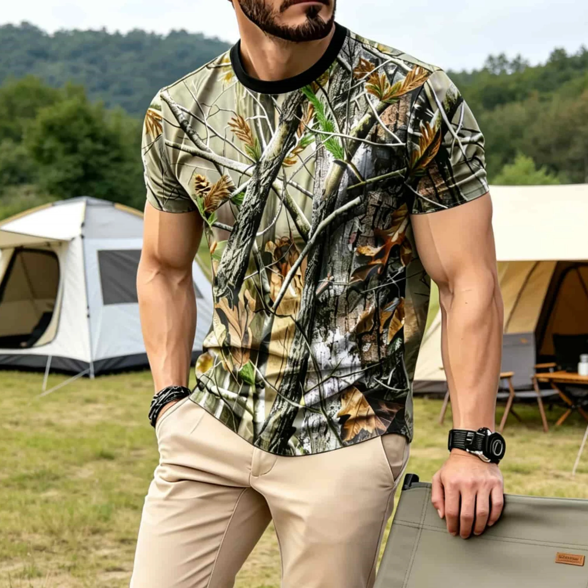 Herenshirt met camouflageprint - Hunting And Camping In Jungle recensie en prijs