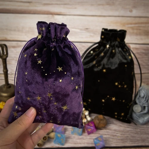 Imagen 2 del producto Bolsa de almacenamiento de tarjetas de oráculo, Tarots de Luna y estrella de terciopelo, runas, constelación, bruja, accesorios de adivinación, joyería, bolsa de dados, juego de mesa