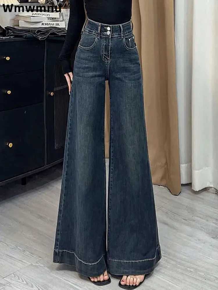

High Waisted Wide Leg Baggy Straight Jeans Korean Fashion Loose Flared Denim Pants Streetwear Women's Casual Vintage Vaqueros