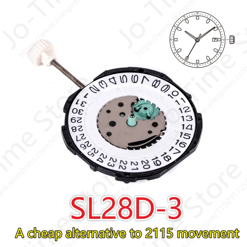 SL28 China Sunon SL28-3 Quartz Movement Replacement Three Hands Calendar Date A Cheap Alternative To 2115 Movement