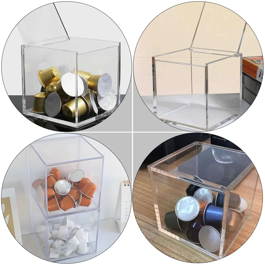 

Transparent Acrylic Desktop Storage Box Dustproof ganizer for Coffee Capsules Tea Balls Jewels Cosmetics Small Crafts
