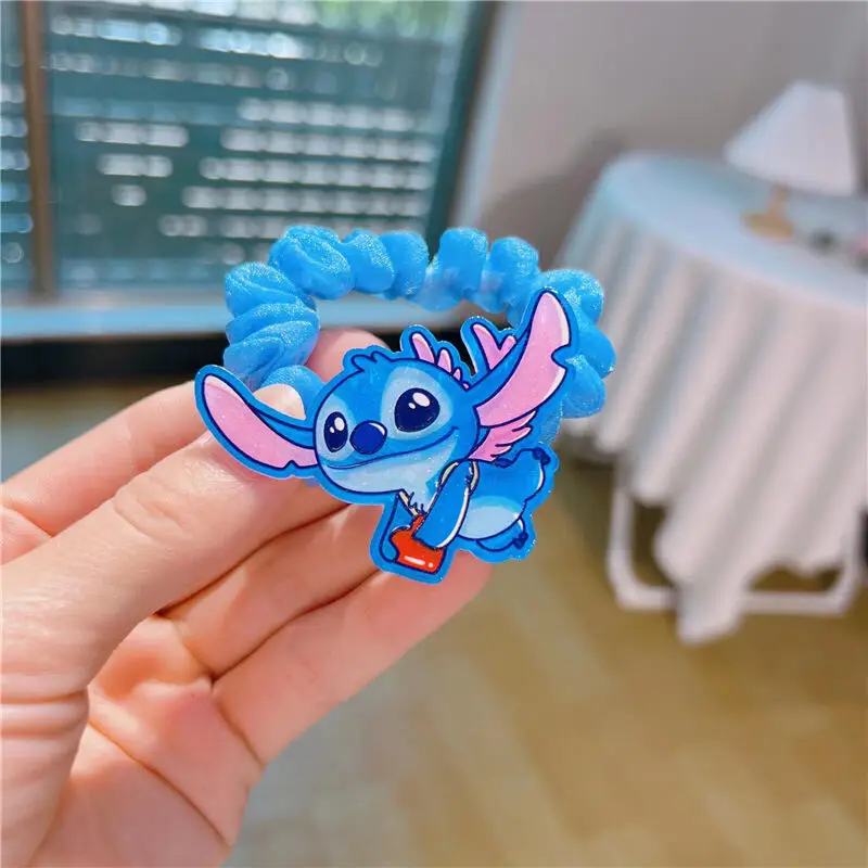 Hot 10pcs Sale Disney Anime Stitch Hair Bands Kawaii Stitch Hairpin Cartoon Rubber Band Hair Accessoires Girl Gifts Toy Figure