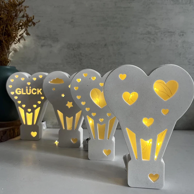 Hot Air Balloon Silicone Ornament Mold Led Light Diy Hot Air Balloon Lantern Plaster Romantic Atmosphere Decor Making Moulds