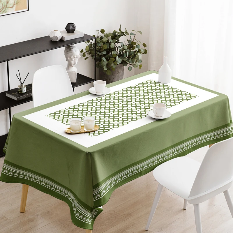 Geometry Style Waterproof Tablecloth Lattice  Tablecloth Green Coffee Table Kitchen Living Room Table Decor Tables Tablecloths
