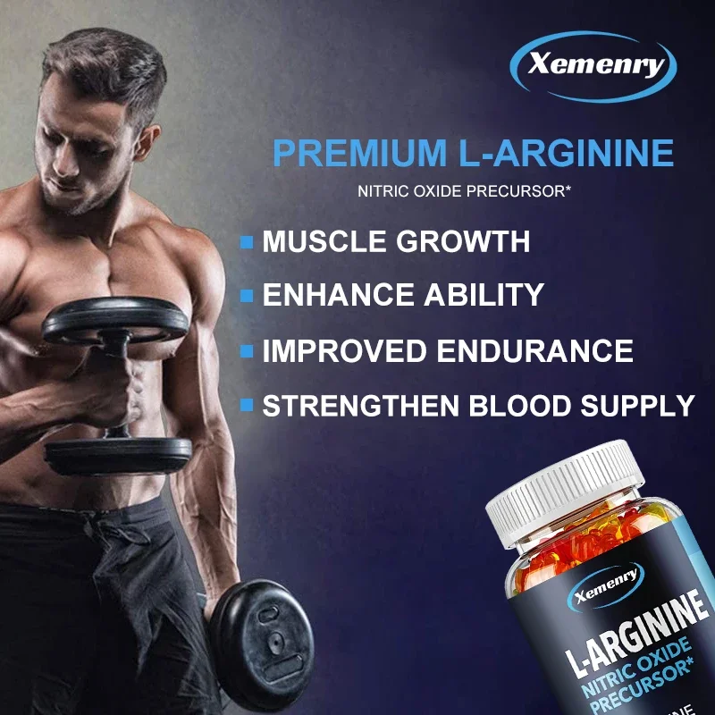 L-Arginine Gummies, Nitric Oxide Supplement - Promotes Muscle Growth and Enhances Endurance in Men