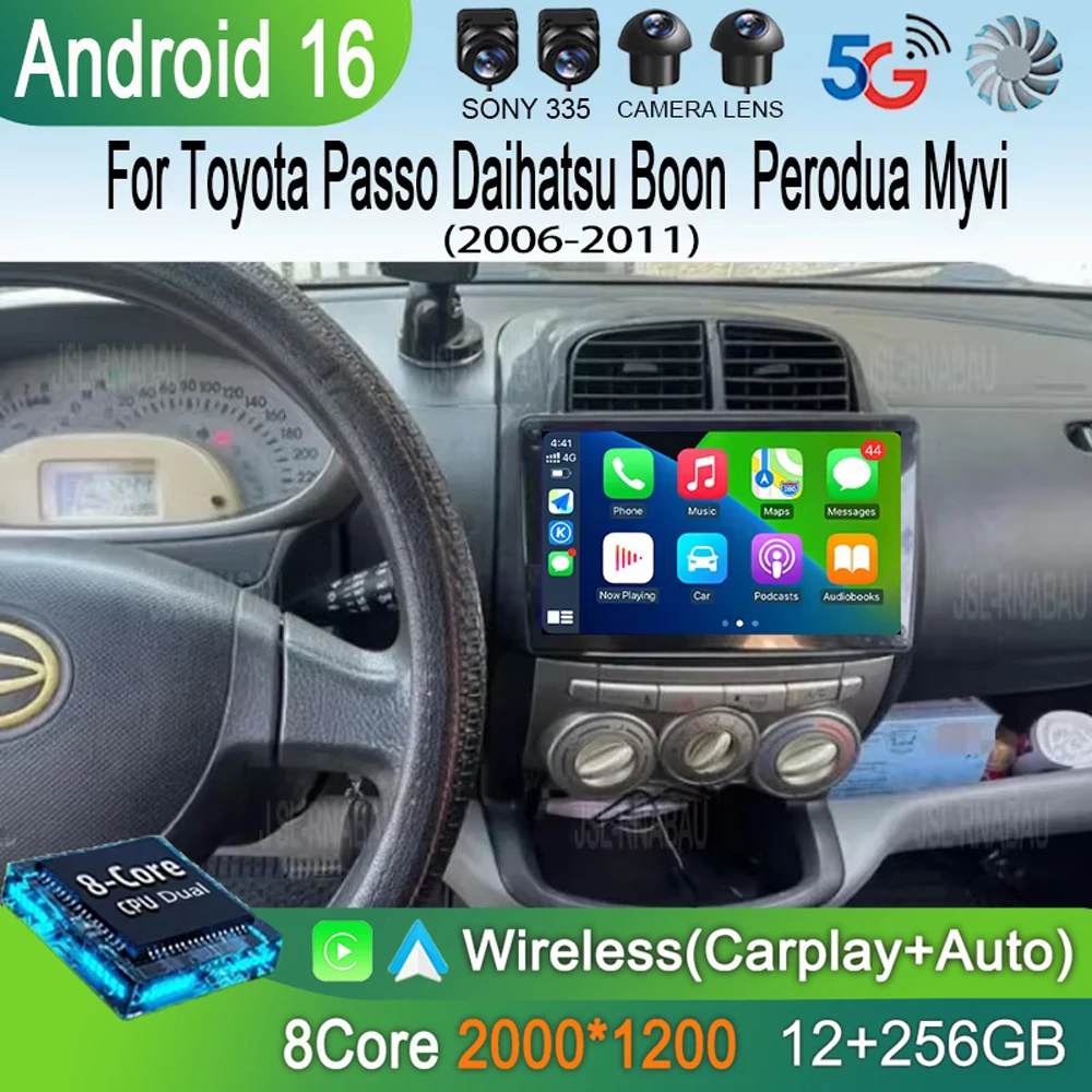 

Автомагнитола Android 16 с Carplay для Toyota Passo, Daihatsu Boon, Sirion, Subaru Justy, Perodua Myvi, с DSP, мультимедийным плеером, GPS и Bluetooth