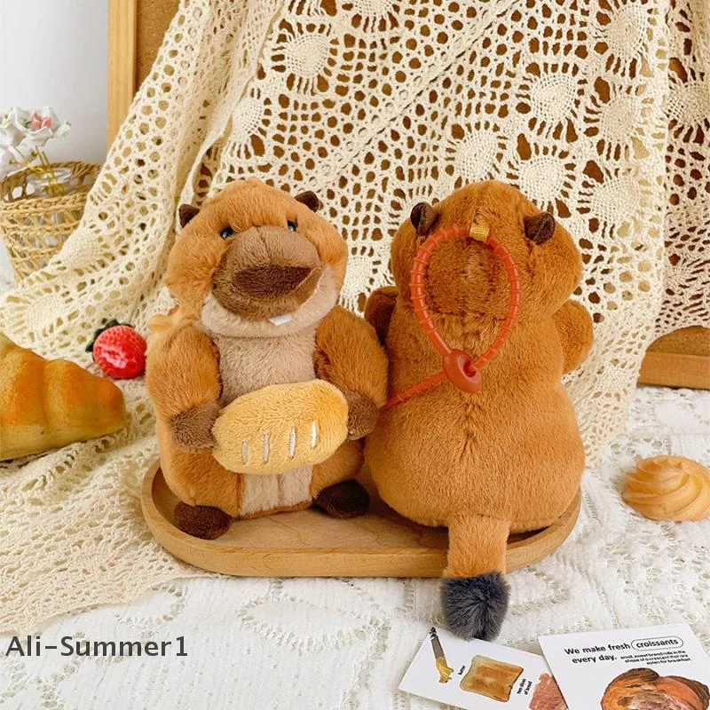 

【E】Creative Groundhog Plush Keychain Cartoon Stuffed Pendant Animal Doll Backpack Hanging Decoration Keyring Gifts