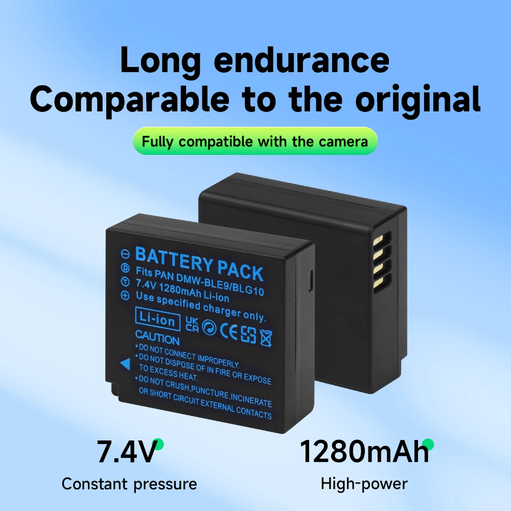 2024 NEW 1280mAh DMW-BLG10 BLE9 BLG10E DMW-BLE10 Battery + LCD Dual USB Charger for Panasonic LUMIX GF5 GF6 GX7 LX100 GX80 GX85