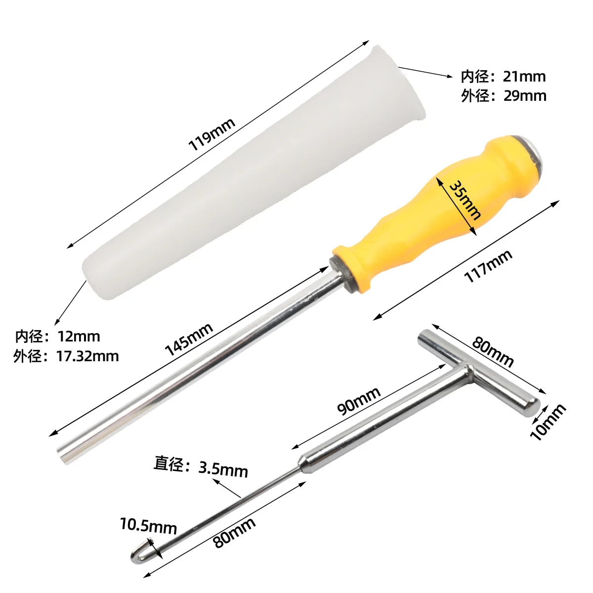 15 Piece Tire Valve Core Tool Kit Yellow Push Rod Handle For Reliable Car Truck Tire Valve Stem Repair And Maintenance
