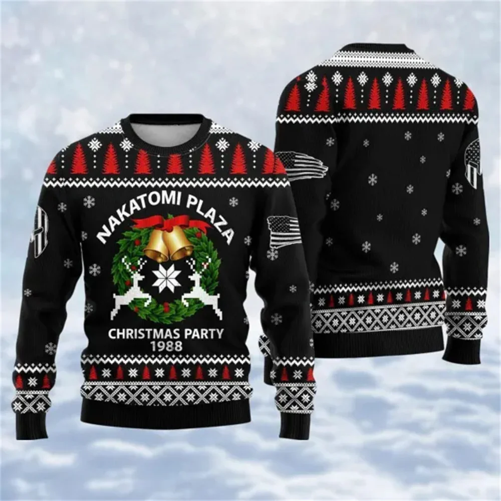 Christmas Nakatomi Plaza Ugly Sweater 3d Fashion Pullover Hip Hop Streetwear Menswear Funny Ugly Christmas Knitted Sweater