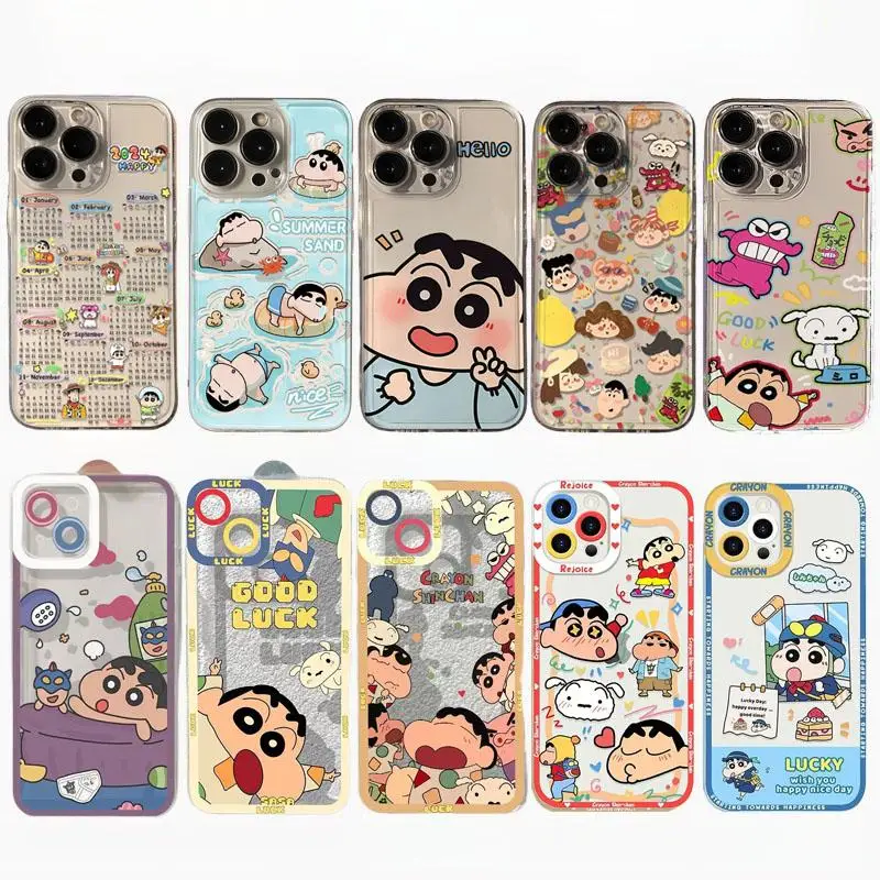 Anime Crayons Shin-chans Phone Case For Samsung Galaxy S24 S23 S22 S21 Plus Ultra S23FE cover Cute Funda TPU Clear