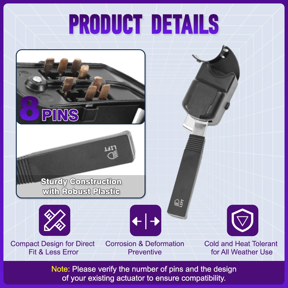 8 دبابيس الثقيلة بدوره إشارة مفتاح الإضاءة مع المخاطر لسلسلة Freightliner FLD LHD 577.46010، 1481177، TL3005، 999177 #3