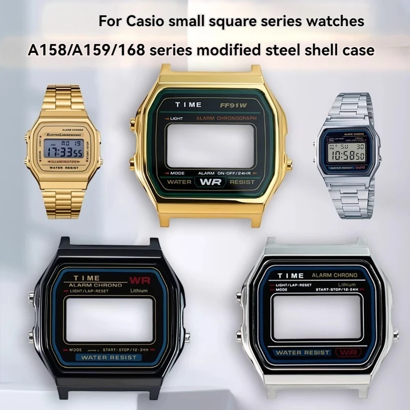 

Metal Case for Casio A158 A159 A168 A158W A159W-N1/A158WA Modified Stainless Steel Watch Case Metal Watch Strap Shell Bezel