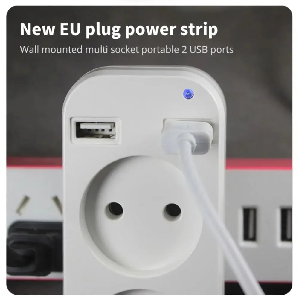 Power Strip EU Plug AC Outlet USB Socket Adapter Double Socket With 2 USB Port Fast Charging Home Office Surge Protector Adapter view 3